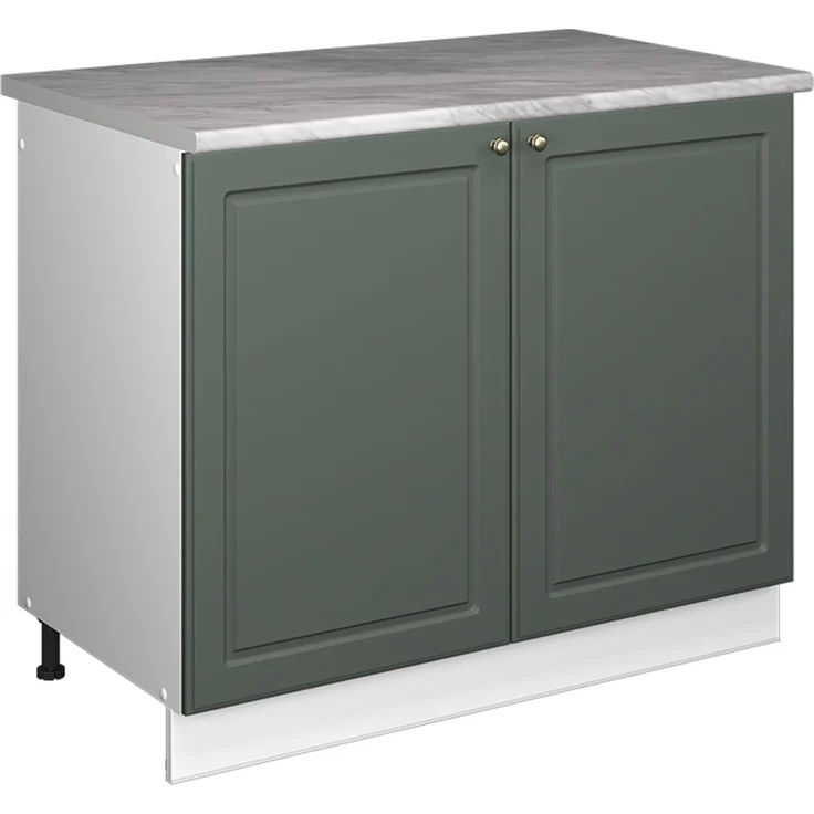 Spülenunterschrank Fame-Line Grün-Gold Landhaus/Weiß 100 cm, AP Marmor Vicco – Bild 1