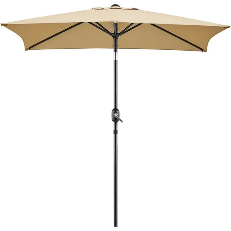Yaheetech Sonnenschirm Rechteckiger Terrassenschirm mit Kurbel & 6 Metallstreben, LxB: 196,5x147 cm, Gartenschirm 196,5 cm L × 147 cm B × 227 cm H – Bild 4