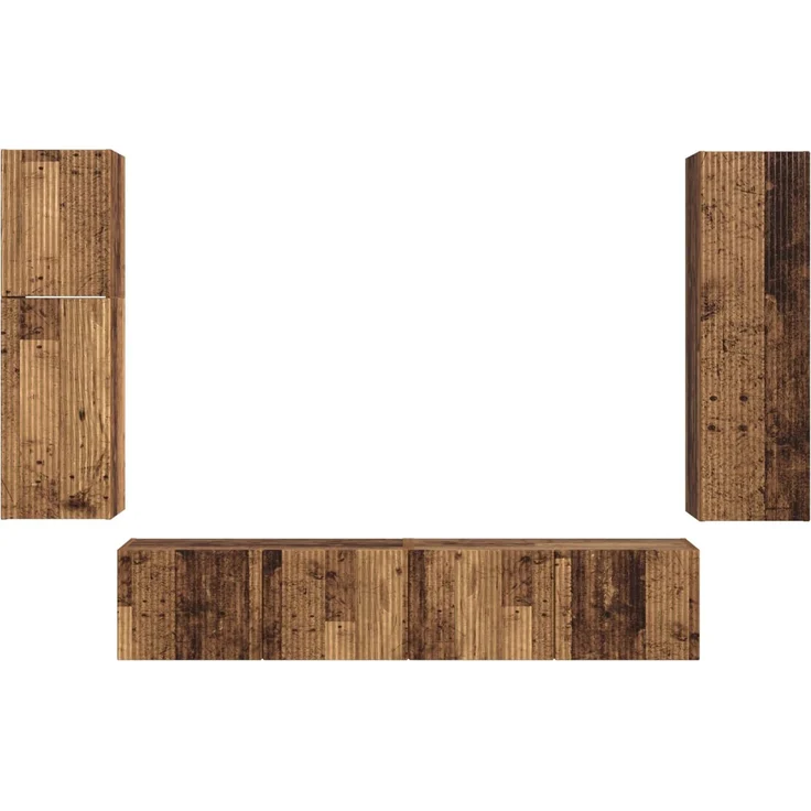 vidaXL TV-Schrankset Wandmontiert 4 pcs Altholz Holzwerkstoff 3409040 – Bild 9