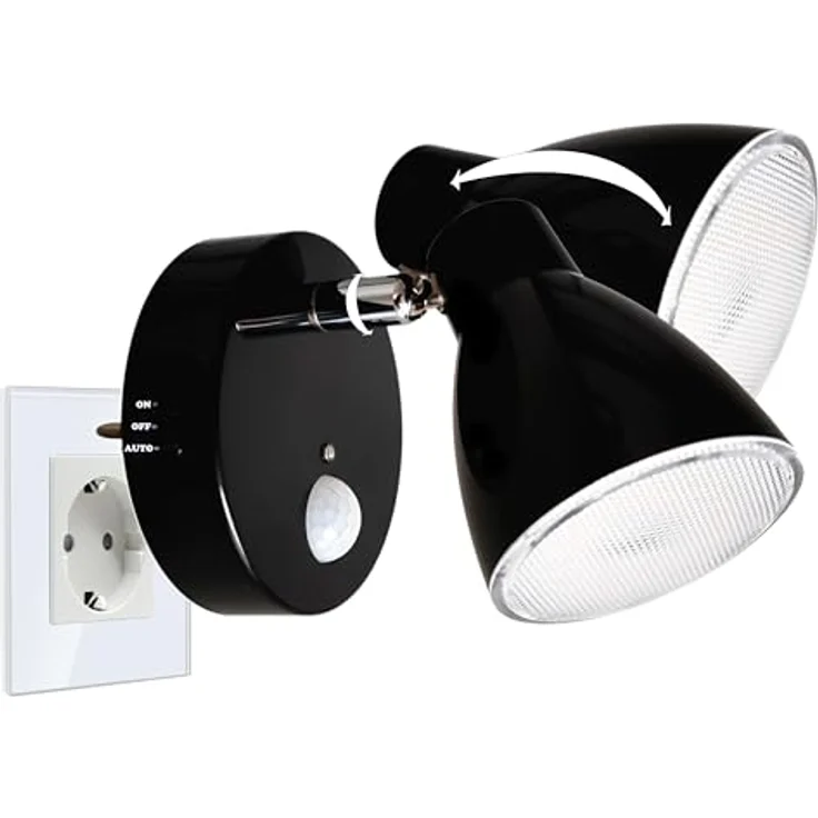 TRANGO LED Nachtlicht, 2635-015 LED Sensor Nachtlicht *MILO* mit Bewegungssensor & Automatikfunktion in Schwarz Sicherheitslicht direkt 230V, Steckdose Lampe, Wandlampe, Orientierungslicht, Nachtlampe, Steckdosenlicht – Bild 2