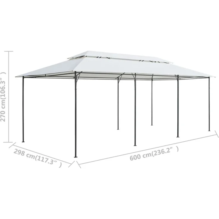 Gartenpavillon, Pavillon 600x298x270 cm Weiß 180g/m² – Bild 6