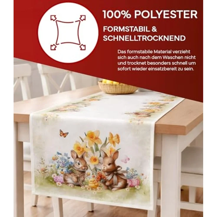 texpot Tischdecke Tischläufer Druckmotiv Hasenkinder Osterhasen Ostern (1-tlg) – Bild 4