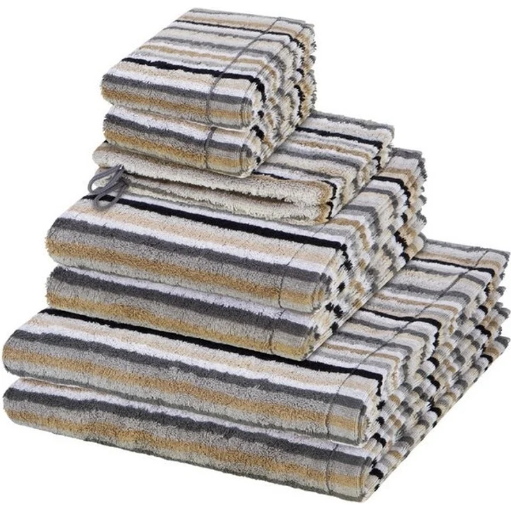 Cawö Lifestyle 8 tlg. Frottier-Set - 2 X Handtuch (50 X 100cm), 2 X Duschtuch (70 X 140cm), 2 X Gästetuch (30 X 50cm), 2 X Waschhandschuh (16 X 22cm) - 512 g/m2 - Kiesel – Bild 3