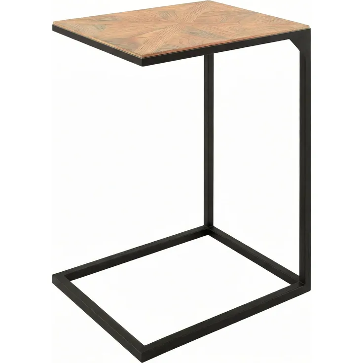 CLP Beistelltisch Velaro Couchtisch in C-Form Tischplatte aus Mindiholz Eisengestell,natura