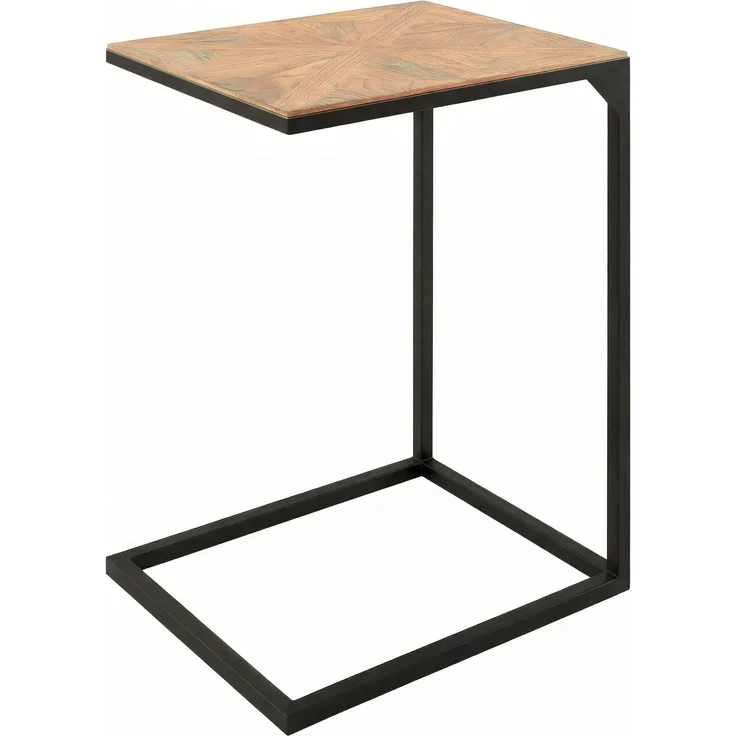 CLP Beistelltisch Velaro Couchtisch in C-Form Tischplatte aus Mindiholz Eisengestell,natura – Bild 1