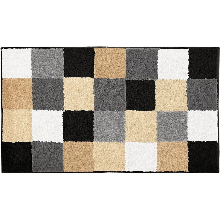 Kleine Wolke Badematte Caro, Höhe 25 mm, rutschhemmend beschichtet, fußbodenheizungsgeeignet, Kunstfaser, rechteckig, Badteppich, modernes Karo-Muster, Pastell-Farben, waschbar – Bild 2