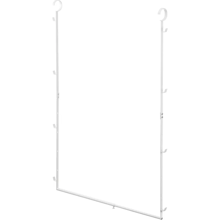 Yamazaki 5678 SMART 2-stöckige ausziehbare Kleiderstange, weiß, Stahl, minimalistisch, 56～96 x 5,5 x 100 cm