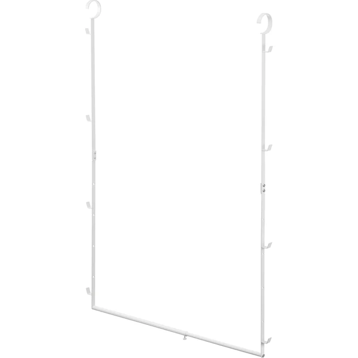 Yamazaki 5678 SMART 2-stöckige ausziehbare Kleiderstange, weiß, Stahl, minimalistisch, 56～96 x 5,5 x 100 cm