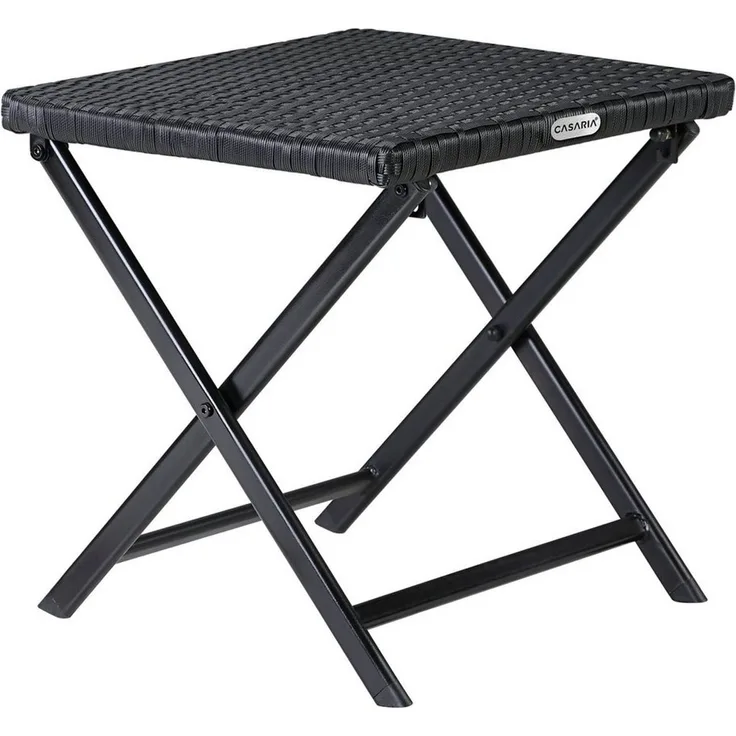 Casaria 'Rom' Klapphocker (1 St), Polyrattan / Stahl schwarz, 40 x 44 x 44 cm