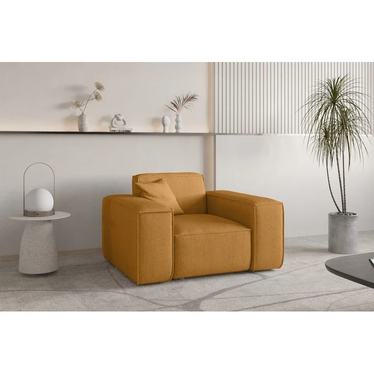 Sessel Designersessel CELES PREMIUM in Stoff Scala Senfgelb – Bild 1
