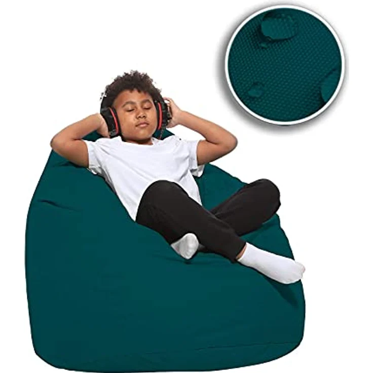 HomeIdeal - Sitzsack XXL Bodenkissen für Erwachsene & Kinder - Geeignet für Gaming oder Entspannen - Indoor wie Outdoor da er Wasserfest ist - mit EPS Perlen, Farbe:Petrol, Größe:XXL – Bild 8