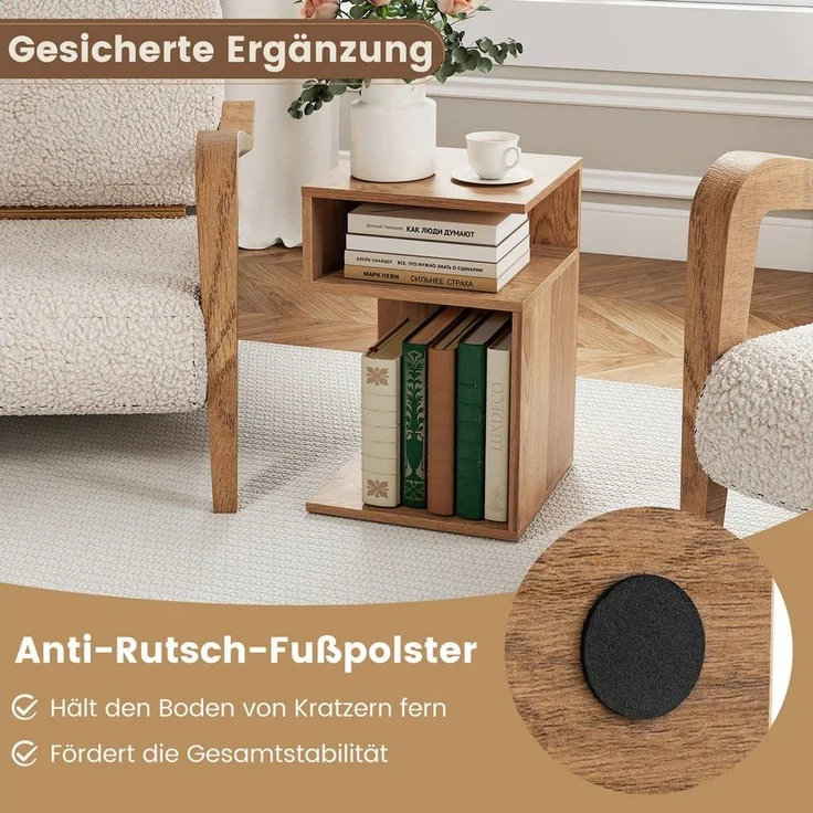 COSTWAY Beistelltisch (1-St), Holz, 3 Ebenen Nachttisch weiß, 33x33x50cm – Bild 3