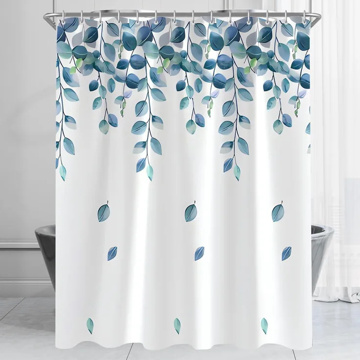 Duschvorhang 100x200cm Grün Blätter Pflanze Antischimmel Textil, Wasserabweisend