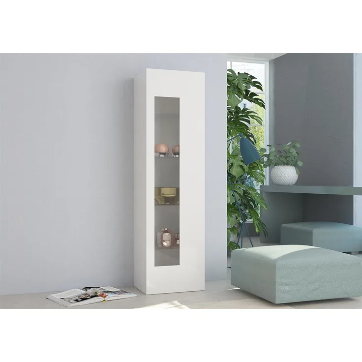 Vitrine >Daiquiri< in Weiß-Hochglanz - 45x160x34cm (BxHxT)