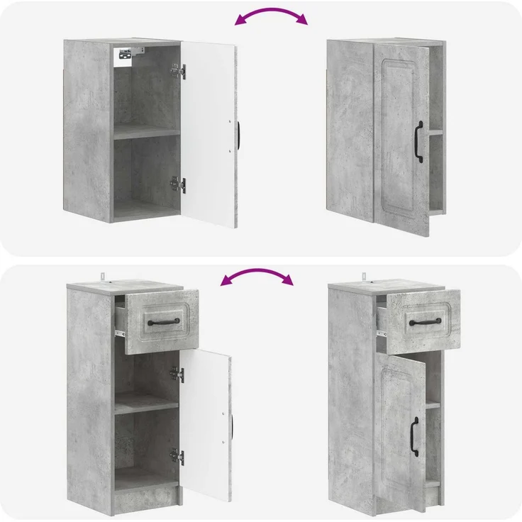 vidaXL 4-teiliges Badezimmer-Schrank-Set UTRECHT Betongrau 3417975 – Bild 9