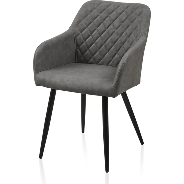 TUKAILAI Esszimmerstühle 1er Kunstleder, Küchenstuhl Polsterstuhl Wohnzimmerstuhl Sessel mit Armlehnen Rückenlehne Metallbeinen, Modern Stühle für Küche Esszimmer Wohnzimmer Schlafzimmer, Hellgrau