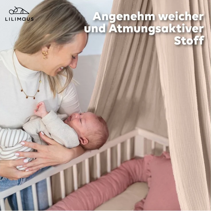 lilimaus Nestchenschlange Bettschlange Babybett aus Musselin Baumwolle - 12 Farben, (1-tlg), Bettschlange Babybett aus Musselin Baumwolle, kuschelig – Bild 3