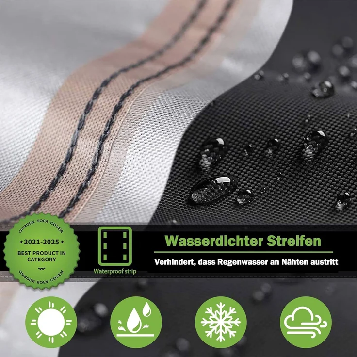 Enzeno Garten Gartenmöbel Abdeckung L-Form, Schutzhülle für Gartenmöbel, wasserdicht Winddicht, Abdeckplane für Outdoor Ecksofa Eck-Loungegruppe Loungemöbel Rechteckig Abdeckhaube (215 * 215 * 87CM) – Bild 3