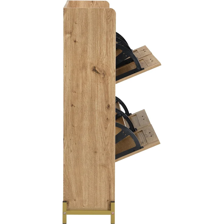 Schuhschrank aus MDF mit Metallgestell & oberer Ablage, 108,5x24x100 cm, Holzfarbe – Bild 9