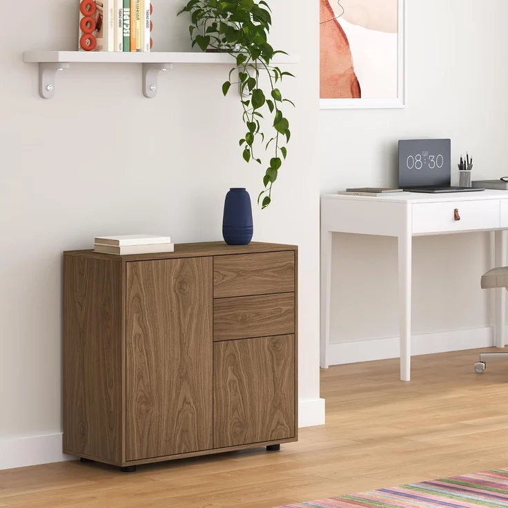Sideboard Paarl mit 2 Türen 74x79x36 cm Walnussoptik [en. casa] – Bild 1