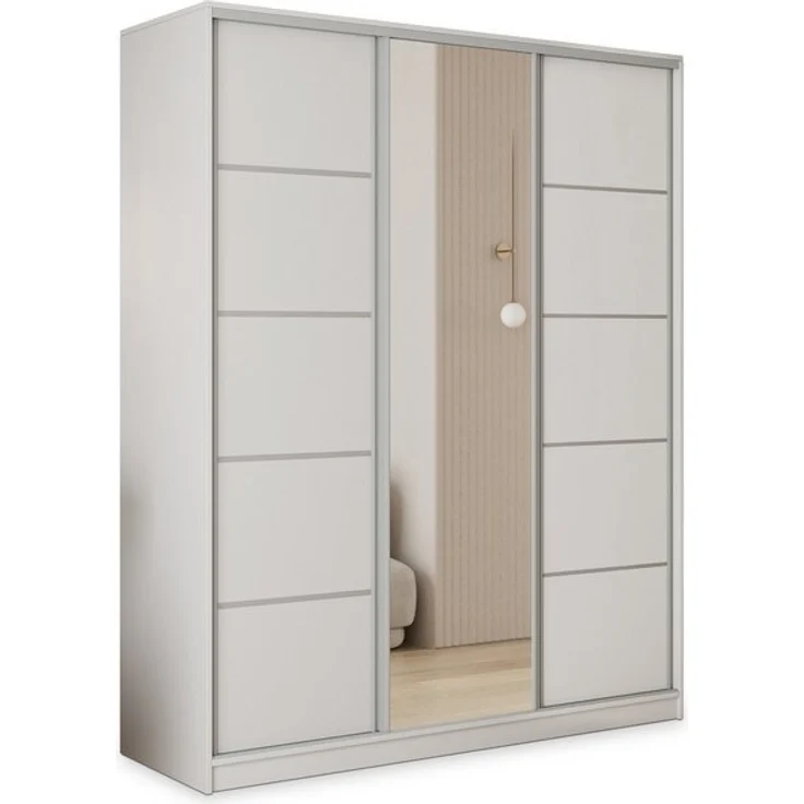 Masseno Schwebetürenschrank PINA Kleiderschrank mit Spiegel und Schubladen Schlafzimmerschrank – Bild 4