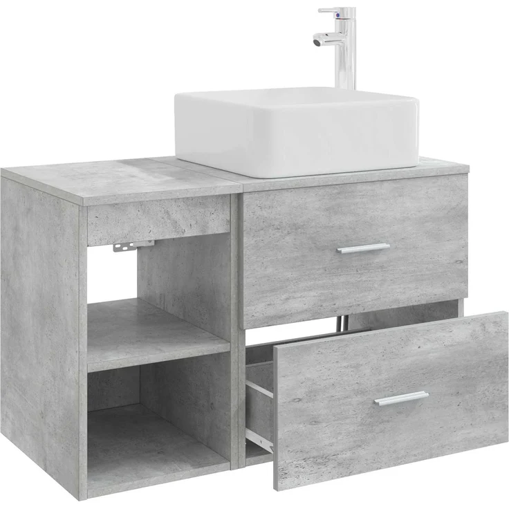 vidaXL Badezimmerschrank-Set 2 stk. Betongrau 83 x 35 x 80 cm 3403899 – Bild 4