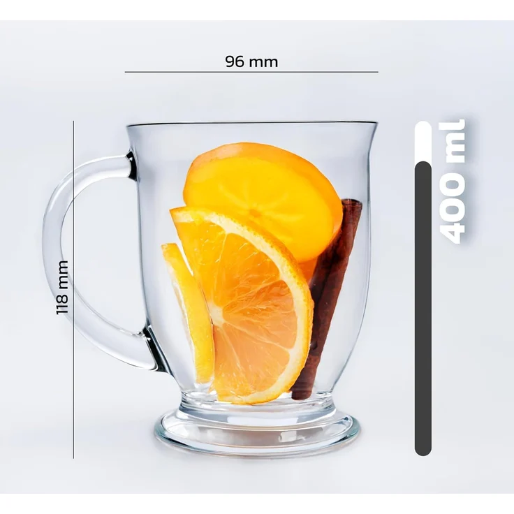 KONZEPT Teeglas Teegläser mit Henkel, Kaffeegläser, Cocktailgläser 400 ml, 6-tlg, Set 4/6 Stk. Perfekt für Tee, Kaffee, Glühwein, Cappuccino – Bild 2