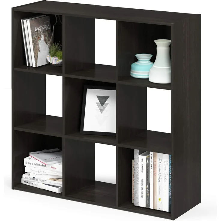 Furinno Pelli kubischer Aufbewahrungsschrank mit 9 Fächern, holz, Espresso, 29.49 x 90.91 x 91.31 cm