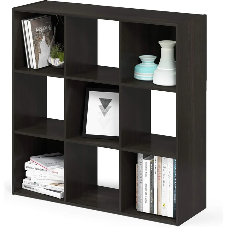 Furinno Pelli kubischer Aufbewahrungsschrank mit 9 Fächern, holz, Espresso, 29.49 x 90.91 x 91.31 cm