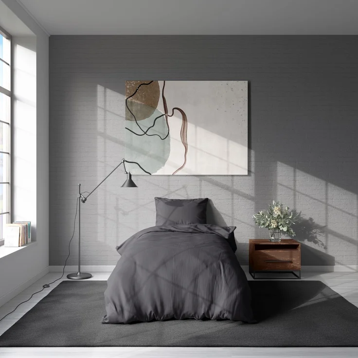 Soma Renforcé Bettwäsche 135x200 cm Bettbezug 135x200 cm Kopfkissenbezug 80x80 cm uni anthrazit – Bild 3