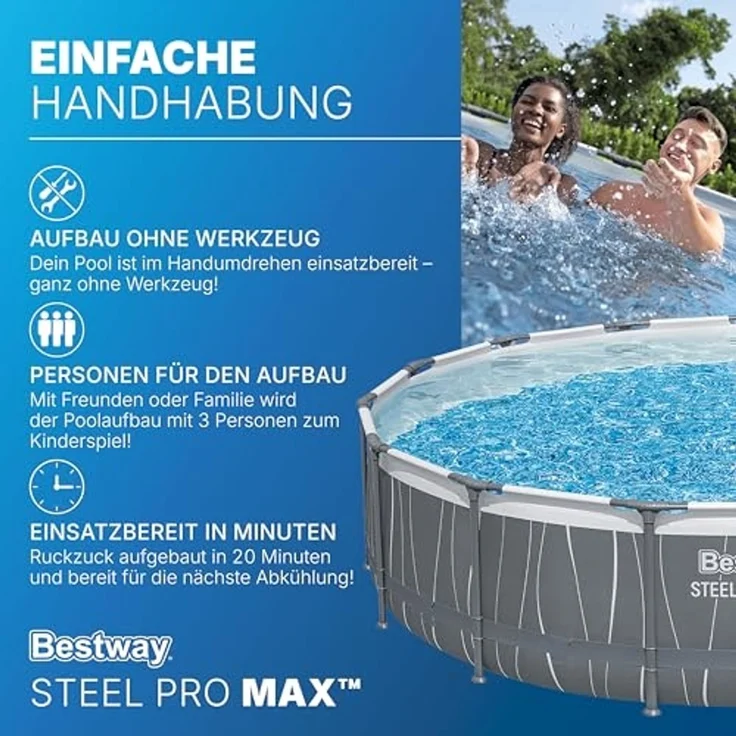 Steel Pro MAX™ Frame Pool Komplett-Set mit Filterpumpe Ø 457 x 107 cm, LED-Design, rund – Bild 6