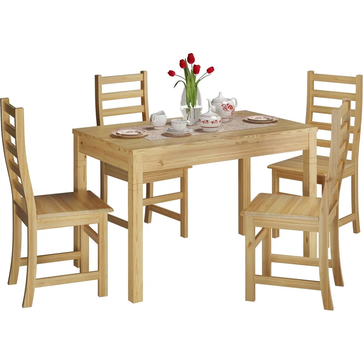 Schöne Essgruppe mit Tisch und 4 Stühle Kiefer Massivholz natur 90.70-51 B-Set 21 – Bild 3