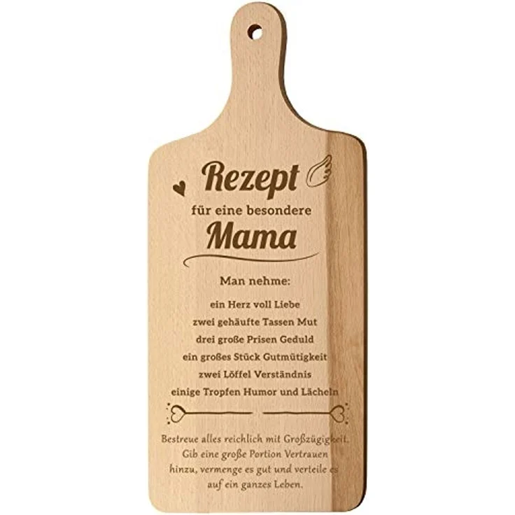 Spruchreif® Schneidebrett XL Schneidebrett mit Griff und Öse ·Rezept Oma/Mama · Geburtstag, (1-St) – Bild 1