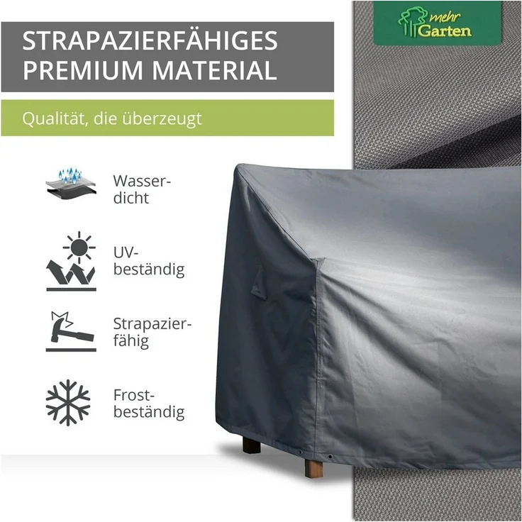 mehr Garten Gartenmöbel-Schutzhülle Premium, Premium Gartenbank-Schutzhülle 2 Sitzer: 133(B)x70(T)x63/86(H) cm I Ro – Bild 3