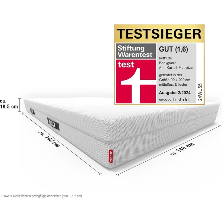 Bett1 BODYGUARD® Anti-Kartell-Matratze 140x190 H3|H4 – Bild 2