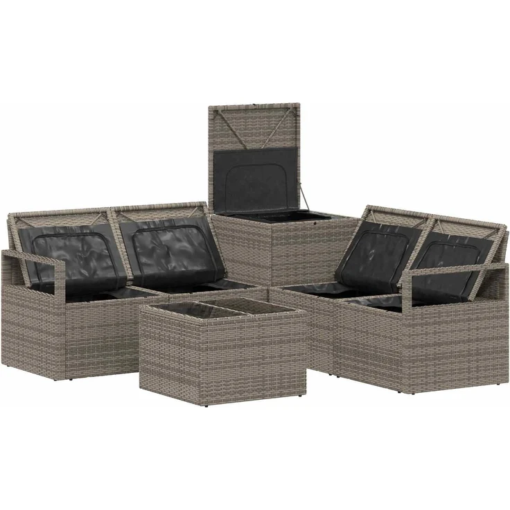 vidaXL Sofa Set 6 stk. Grau und Dunkelgrau Polyrattan und Stahl 3447244 – Bild 7