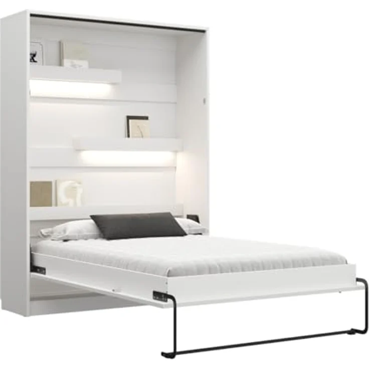 QMM TraumMöbel Schrankbett Wandbett GN 140x200 mit LED, Schreibtisch & 2 Schränken (Set) vertikal klappbar – Bild 6