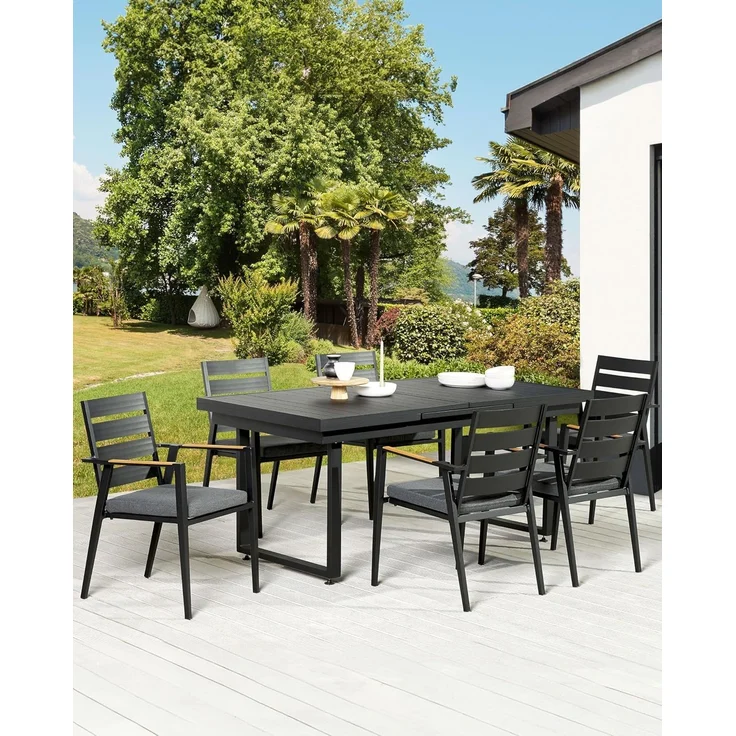 Set mit 6 Stühlen und Sitzkissen TAVIANO Metall Schwarz – Bild 2