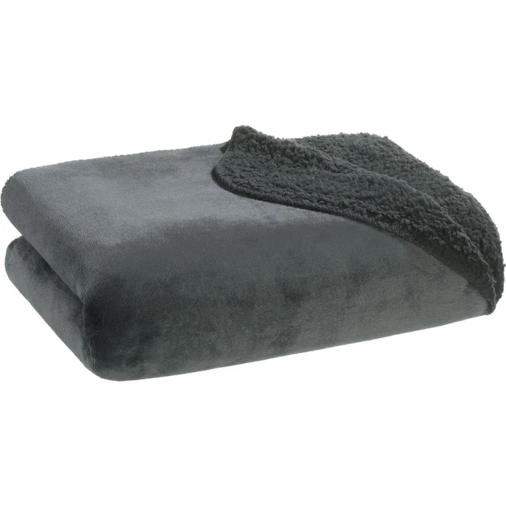 Wohndecke SEBASTIAN, Anthrazit, 150x200 cm, Polyester, casa NOVA, wendbar