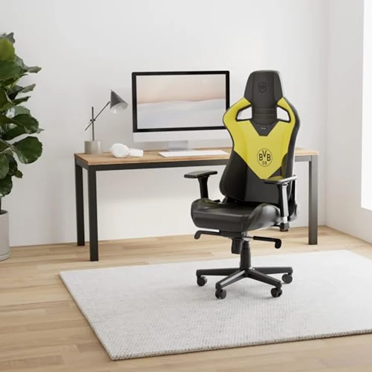 noblechairs Epic Gaming Stuhl, Bürostuhl Ergonomisch, Schreibtisch Stuhl, Kopf- und Lendenstütze, PU-Leder, Entwickelt für Nutzer bis 120 kg und 1,7 Meter Hoch, (Borussia Dortmund Edition) – Bild 3