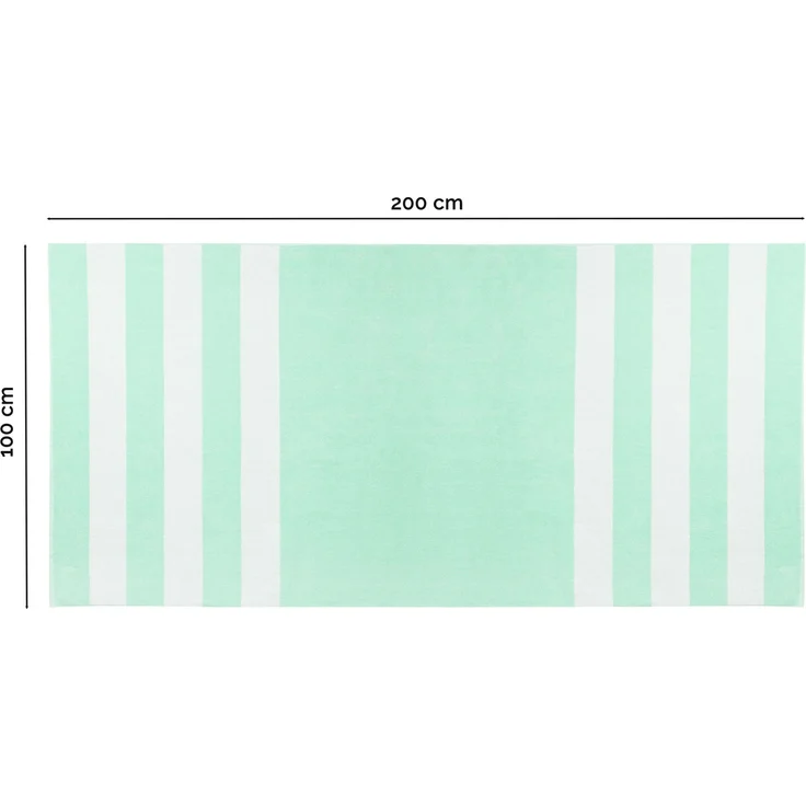 ZOLLNER Strandlaken groß 100x200 cm, gestreift, 100 % Baumwolle, mint – Bild 2