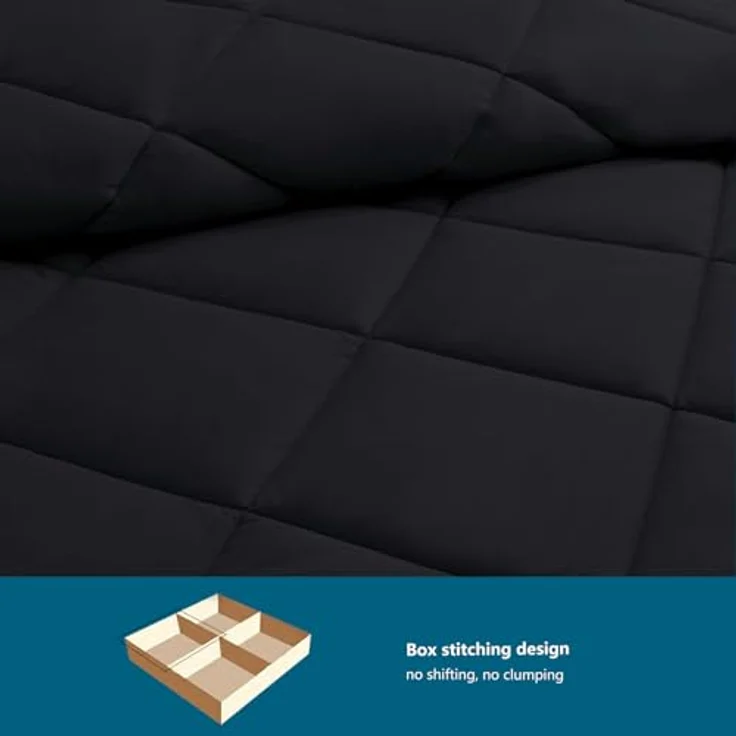 WAVVE Bettdecke 155x220 cm Ganzjahresdecke 4 Jahreszeiten, Steppdecke 300gsm Mikrofaser 155x220 cm, Super Weiche Decke Zudecke Schlafdecke Atmungsaktive 155x220 Schwarz – Bild 7