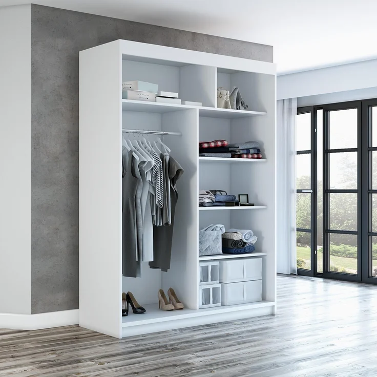 Schwebetürenschrank GAP 2-türig Schrank 160 cm (mit Spiegel) Farbe: Schwarz, sonoma – Bild 4