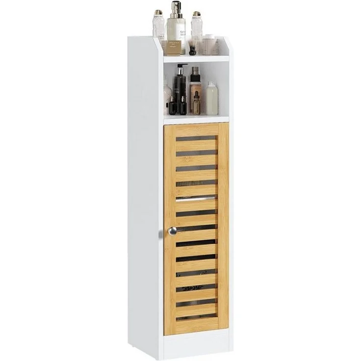 MSMASK Badregal Badezimmerschrank, Toilettenschrank, Beistellschrank 20×20×80 cm, 1-tlg, mit 2 offenen Fächern & Verstellbare Ablagen – Bild 4