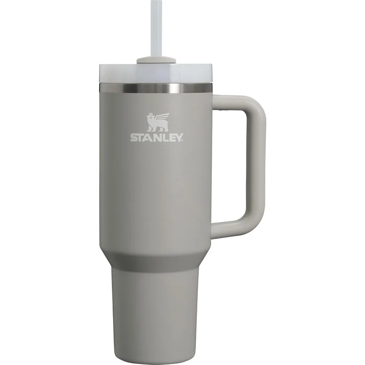 STANLEY Quencher H2.0 FlowState Trinkflasche mit Strohhalm 1.2L - Thermobecher Kühlt 11 Stunden - 48 Stunden Eisgekühlt - Spülmaschinenfest - Thermosflasche BPA Frei - Kaffeebecher To Go - Ash