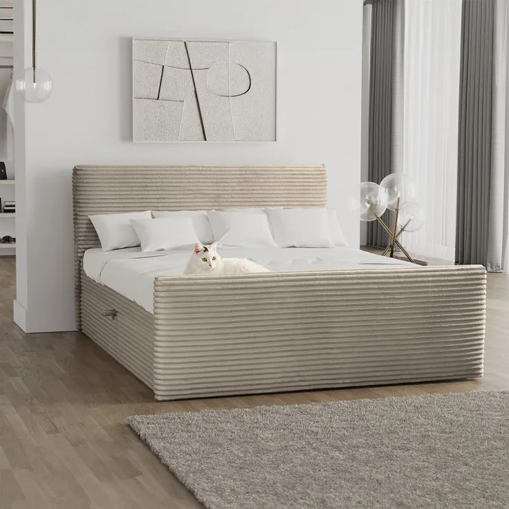 Kaiser Möbel Boxspringbett Trento mit Bettkasten, Topper und Bonellmatratze, VELO Stoff (Komplett-Set (Bettgestell, Matratze, Topper), mit Topper mit Bettkasten antibakterieller Bezug einfache Montage