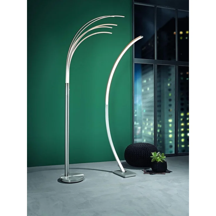 casa NOVA LED Bogenlampe Stehleuchte ECLIPSE, 5-flammig, H 200 cm, Metall, Dimmfunktion, LED fest integriert, Warmweiß, Silbergrau, Kunststoff, Touchsensor – Bild 5