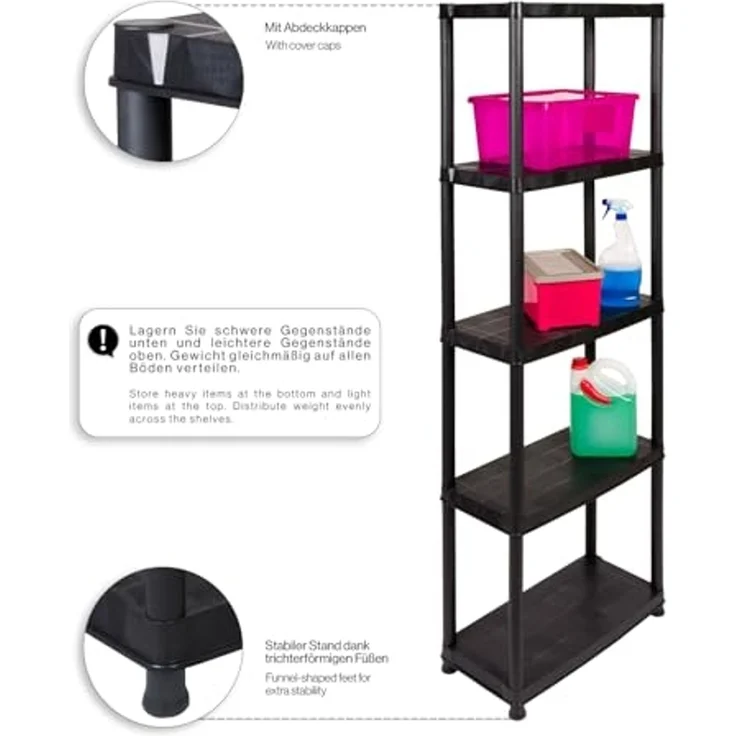 2 x Kreher PRIMO PLUS - Kunststoffregal 12 Zoll (Schwarz) – Bild 4