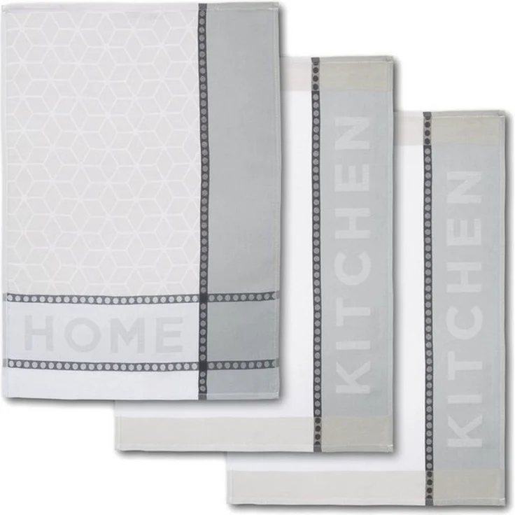 Dyckhoff Geschirrtuch HOME & KITCHEN, Maße je Tuch ca. 50x70 cm, aus 100% Baumwolle, (Set, 3-tlg), mit zwei verschiedenen Motiven – Bild 4