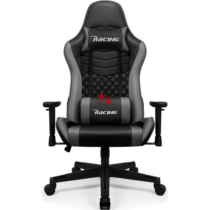 Hiazurm Gaming-Stuhl Gaming Stuhl, Bürostuhl Ergonomisch Wippfunktion bis zu 170° (Gaming Chair mit gepolsterten Armlehnen, 10 cm Höhenverstellung), Verstellbarem Lenden- & Kopfkissen, Gamer Stuhl 150kg Belastbarkeit – Bild 4